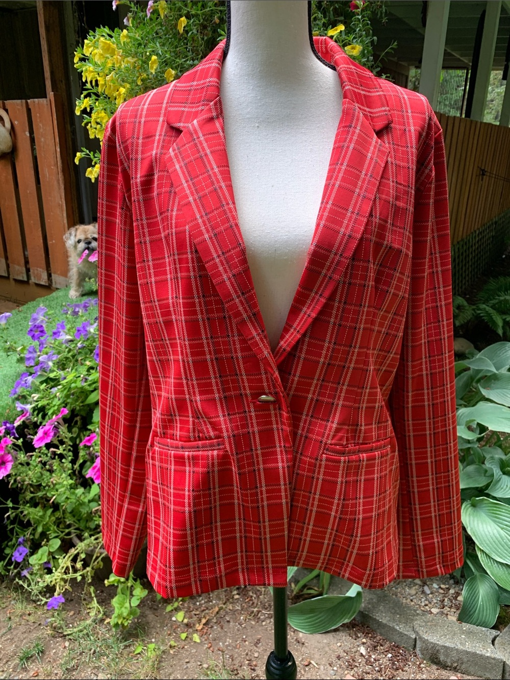 SOUO Classic Red Plaid Women's Blazer